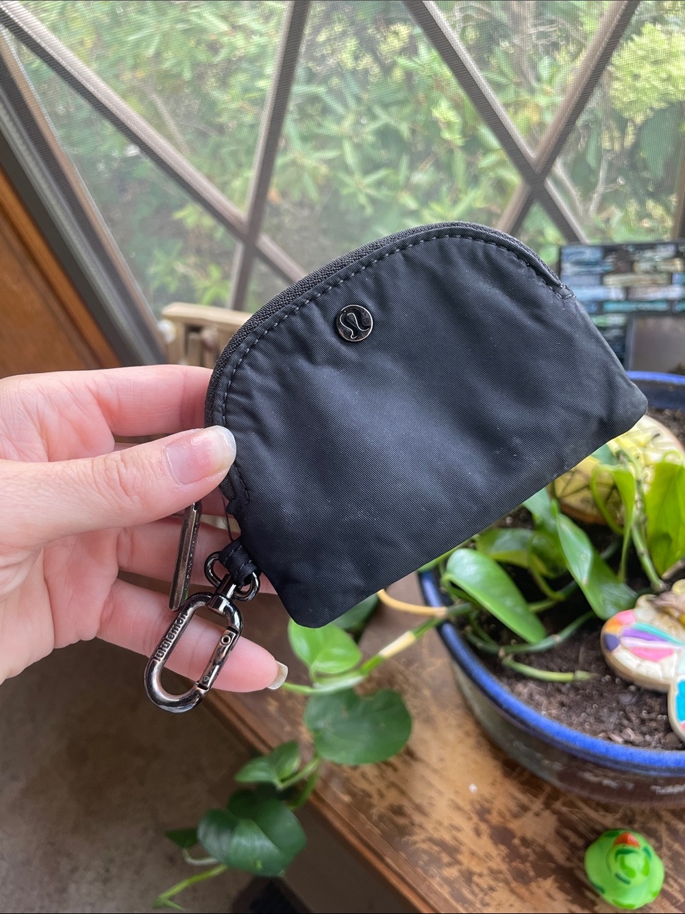 lululemon athletica Black Nylon Clip Coin Pouch with Clip